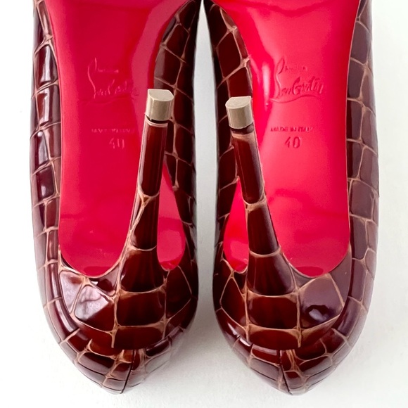 New CHRISTIAN LOUBOUTIN | Kate 85 Acajou Brown Croc Embossed Leather Pumps EU 40 - Picture 13 of 14